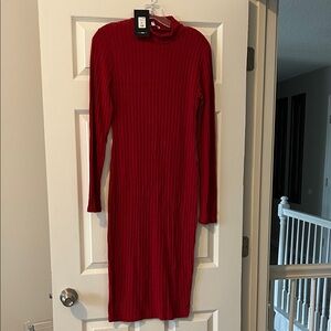 Red Ribbed Dress